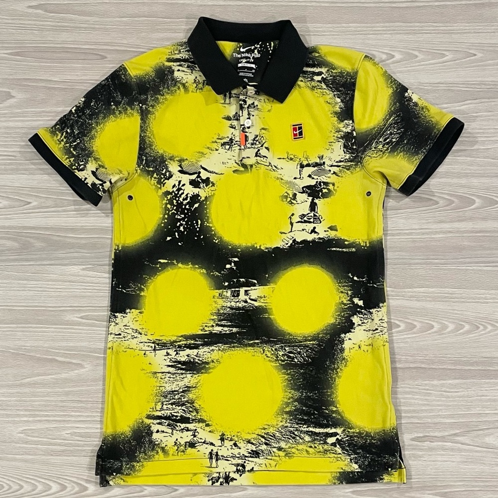 Nike Tennis Challenge Yellow Polo Shirt DV9048-731 Men’s Size Small